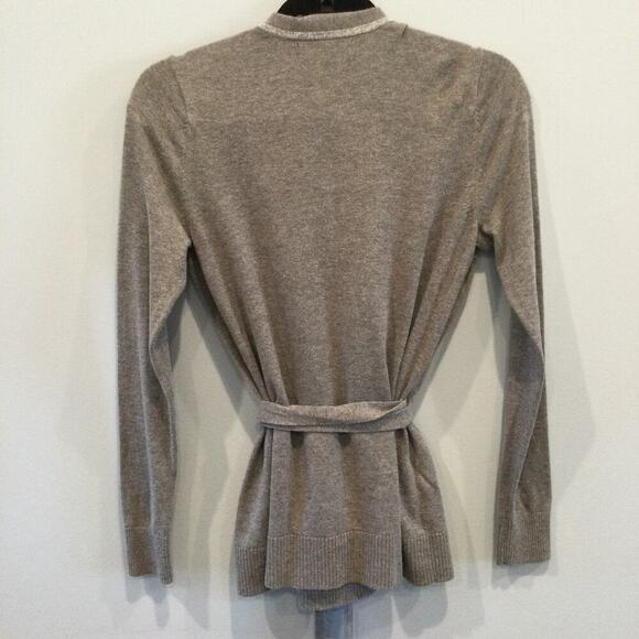Banana Republic Womens Belted Cardigan Size XS Cotton Grey Coquette Y2K Classic - Picture 4 of 8